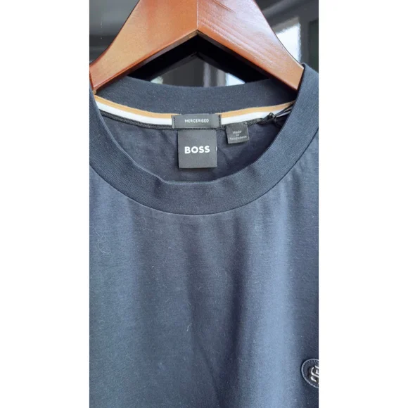 NWT $129 Men's BOSS Dark Blue Short Sleeve Tee L - Picture 4 of 8